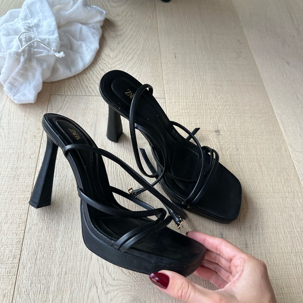 Black strappy heels